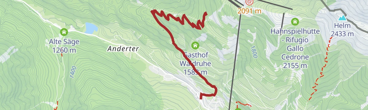Route map: Sentiero tematico: Sentiero della meditazione alla Cappella del bosco